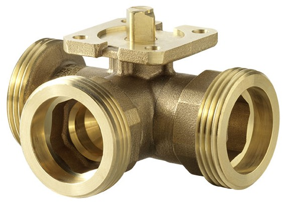 3-way change-over ball valve (T) with male thread, PN 40